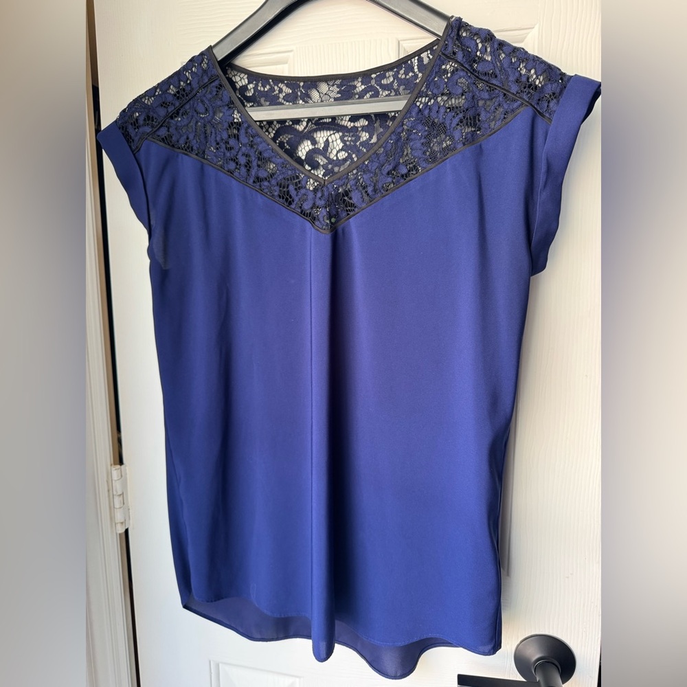 Express Royal Blue Lace Accent Blouse